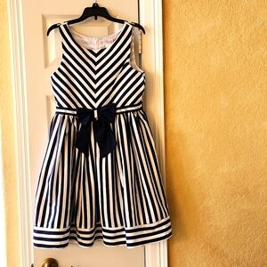 Girl's Navy Blue Striped Dress
